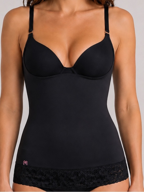 Ruby Ribbon Other - Ruby Ribbon Open Bust Shaping Cami Tank Top Black Lace Hem Size Large